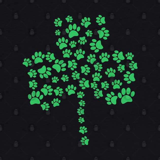 Dog Paw Print Shamrock by Braznyc